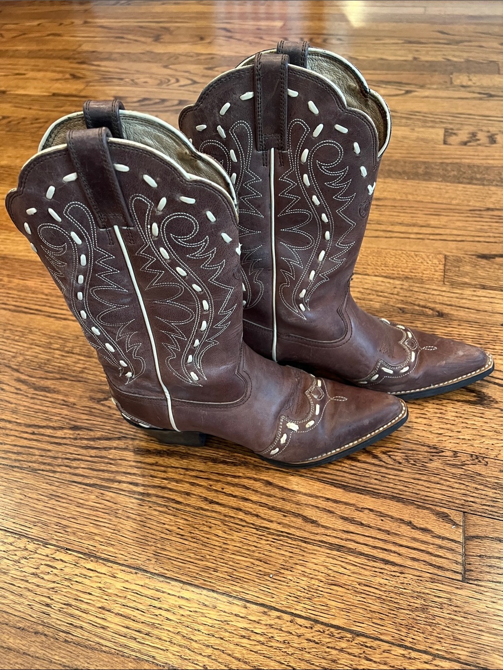 Ariat Brown Leather Western Embroidered Heeled Boots